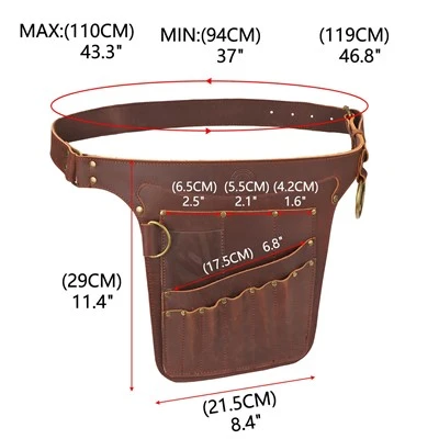 TOURBON Leather Chef Knife Storage Bag 11 Pockets